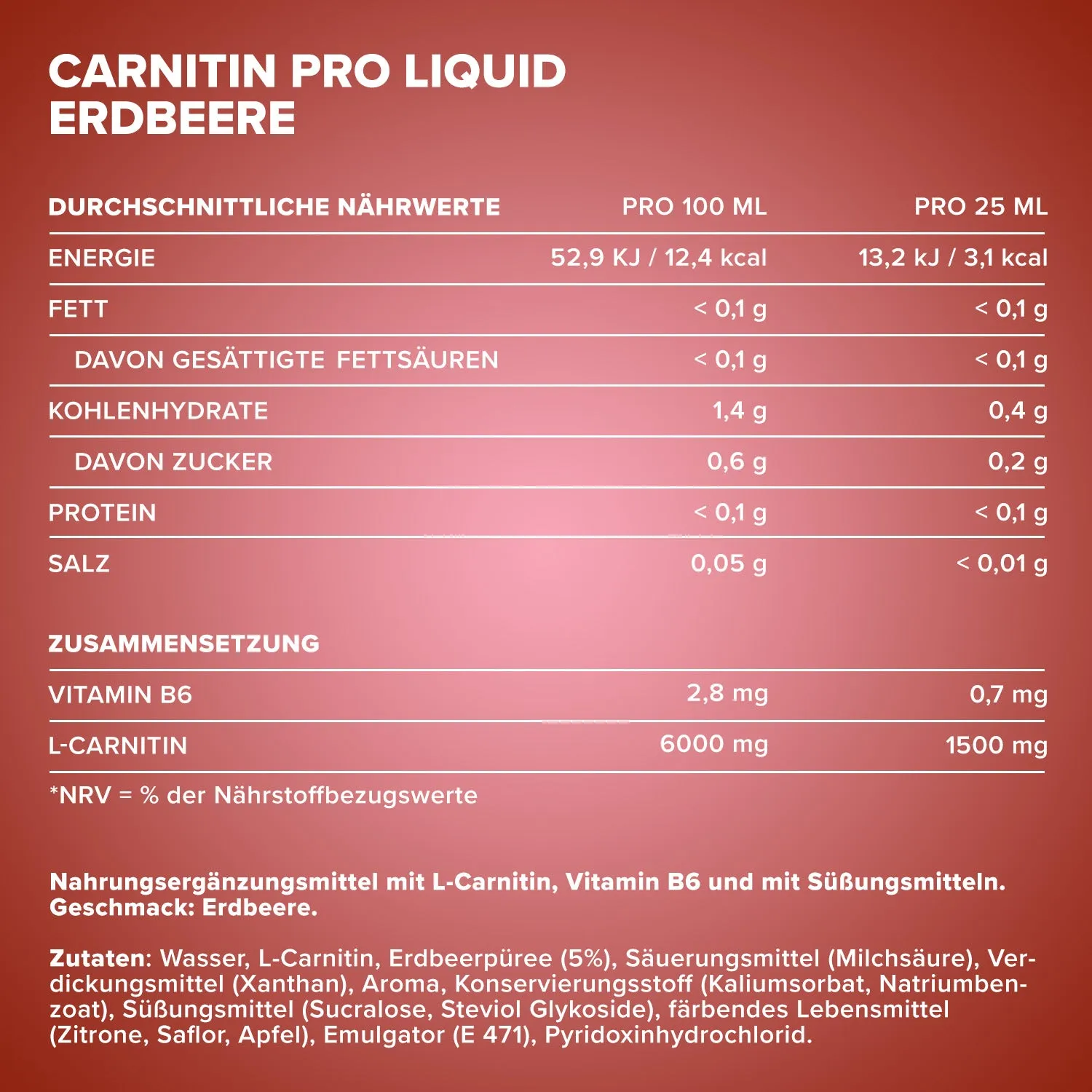 IronMaxx Carnitine Pro Liquid 500ml Erdbeere vegan