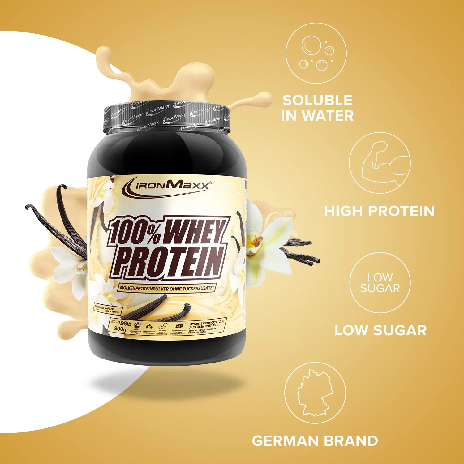 IronMaxx 100% Whey Protein Pulver 900g French Vanilla
