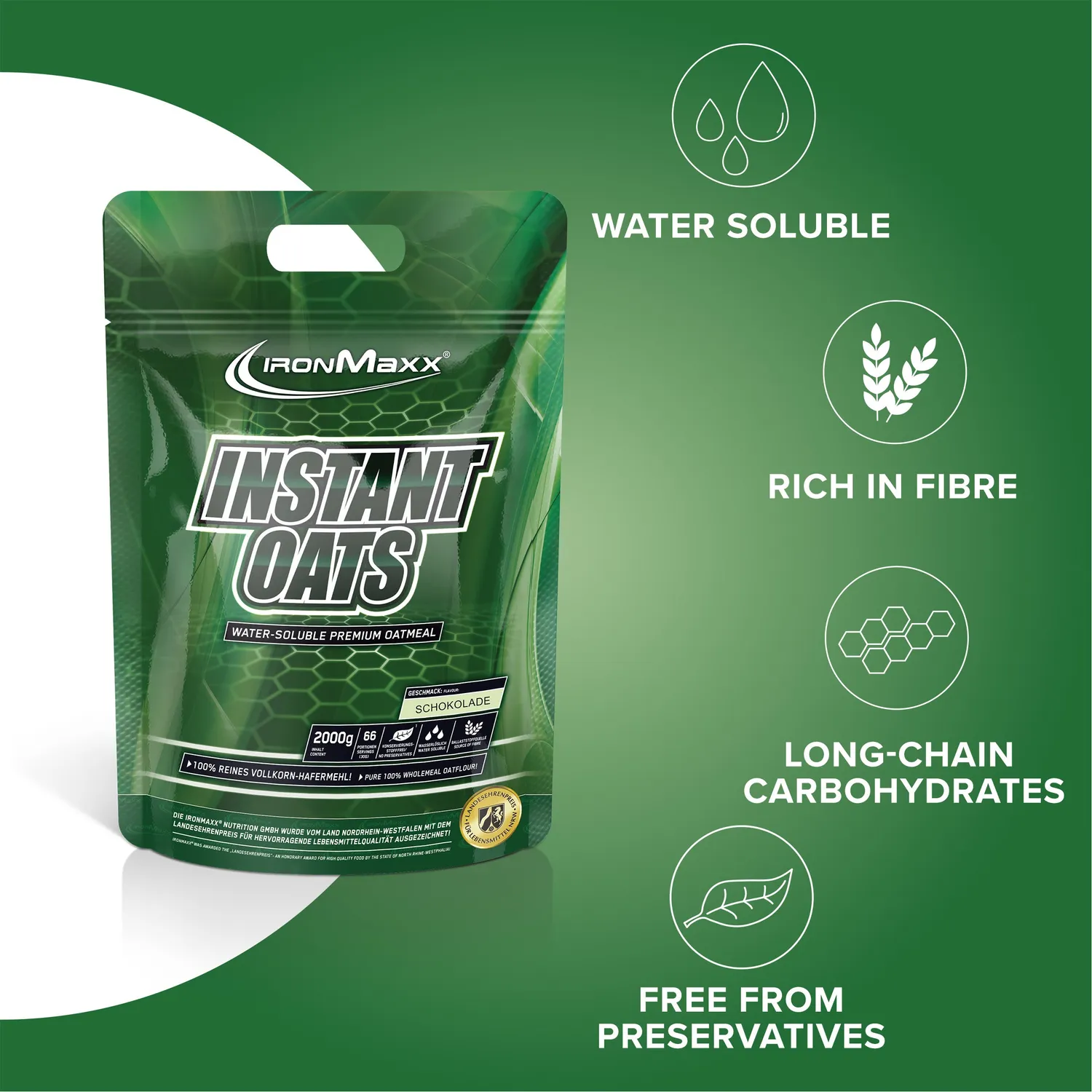 IronMaxx Instant Oats Hafermehl 2000 g Schokolade