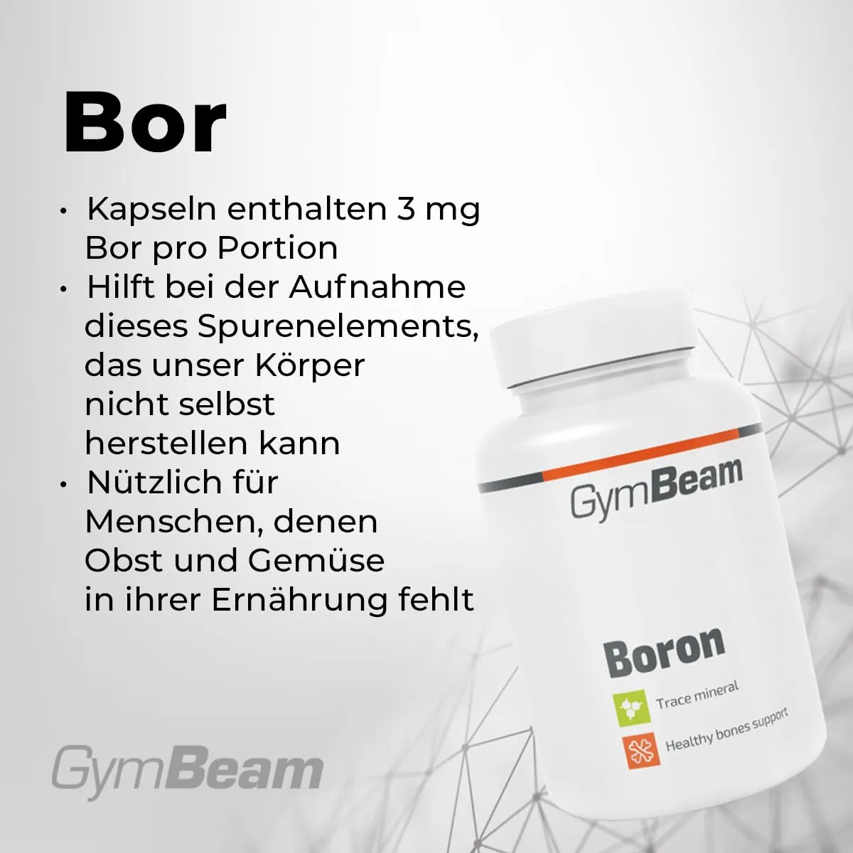 GymBeam Bor Kapseln 3 mg vegan Tagesdosis