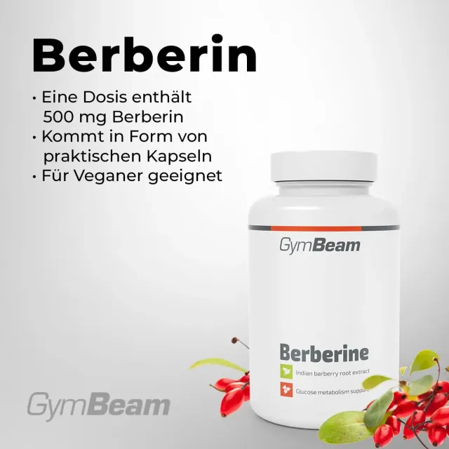 GymBeam Berberin Kapseln 380mg 60 Stk vegan hochdosiert