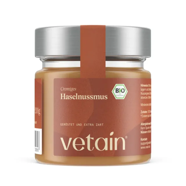 Vetain Bio Haselnussmus 200g Glas cremig