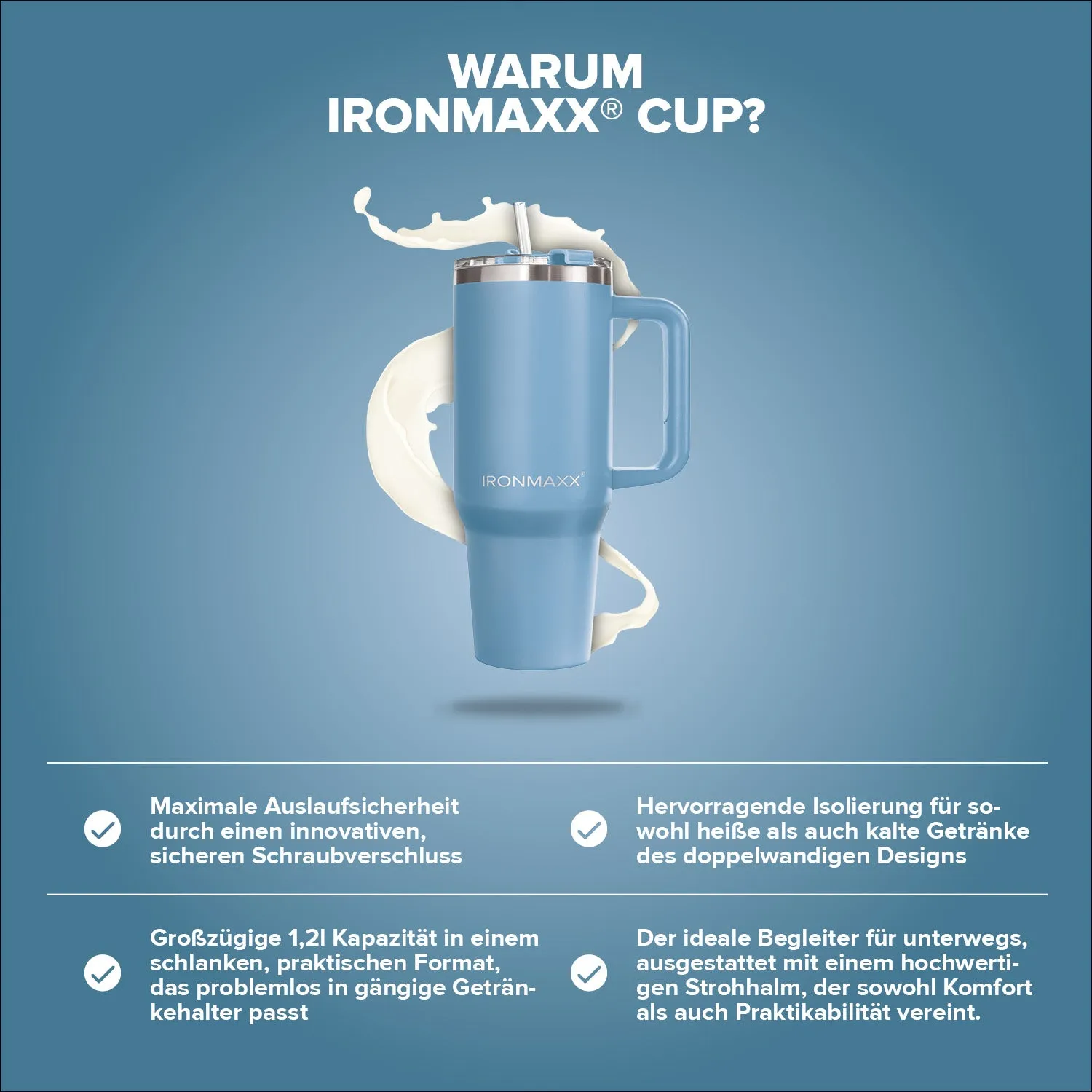 IronMaxx Cup V3.0 Becher 1200 ml Ice Blue isoliert