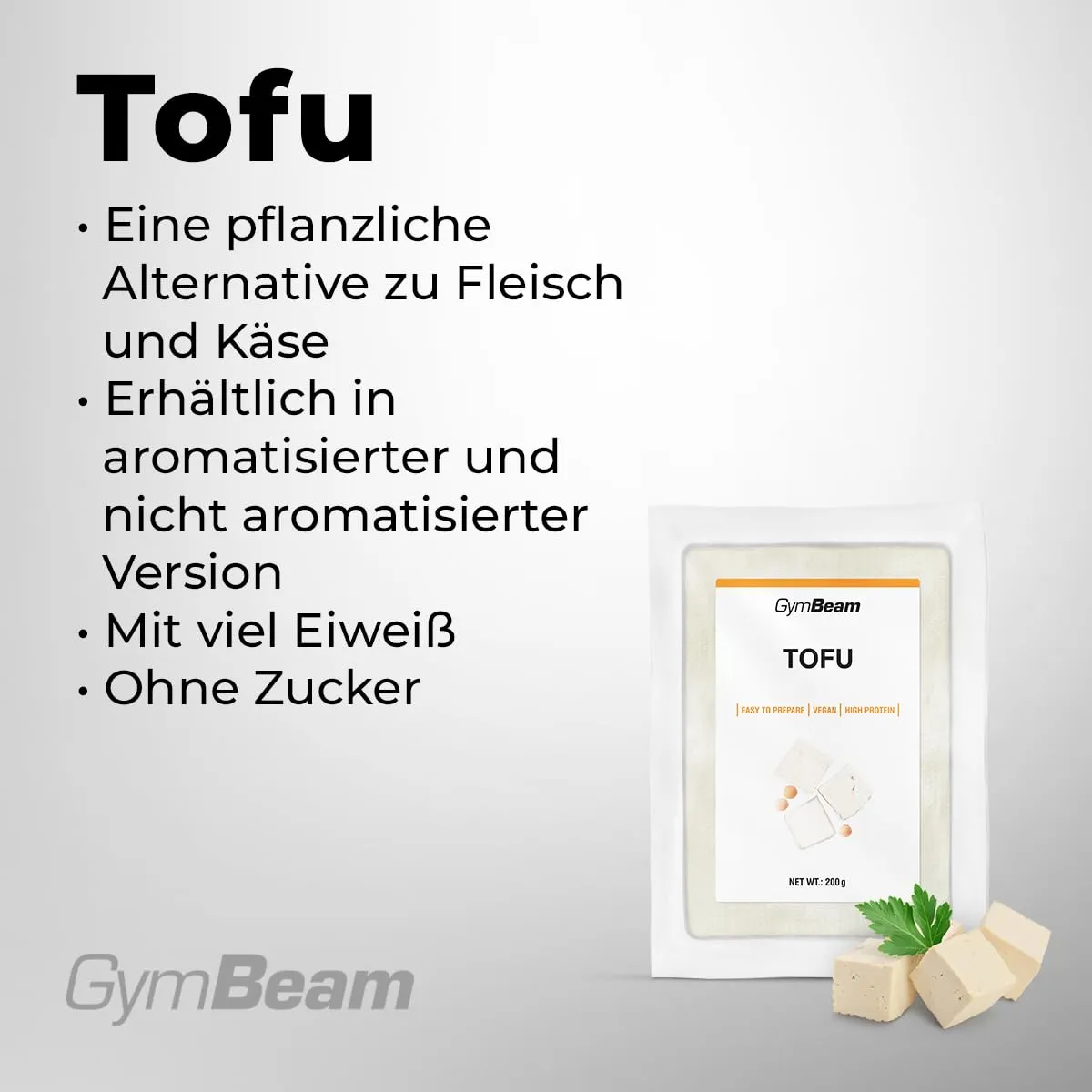 GymBeam Tofu Natur pflanzliches Protein 15x200g zuckerfrei