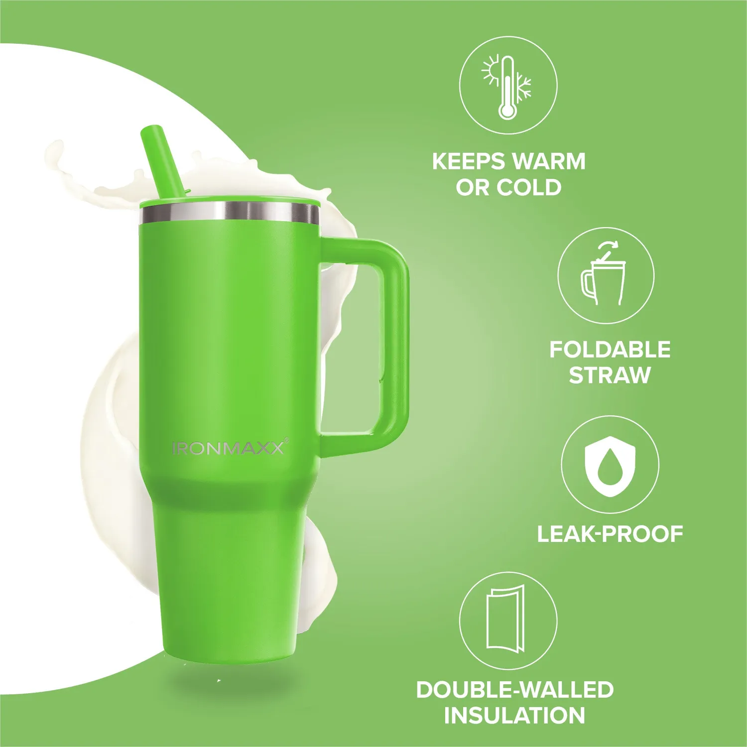 IronMaxx Cup V4.0 Becher 1200ml Active Green doppelwandig