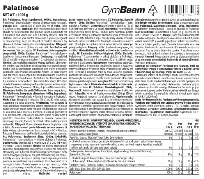 GymBeam Palatinose Pulver 1000 g vegan