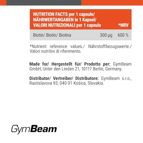 GymBeam Biotin Tabletten vegan für Haare Haut Nägel
