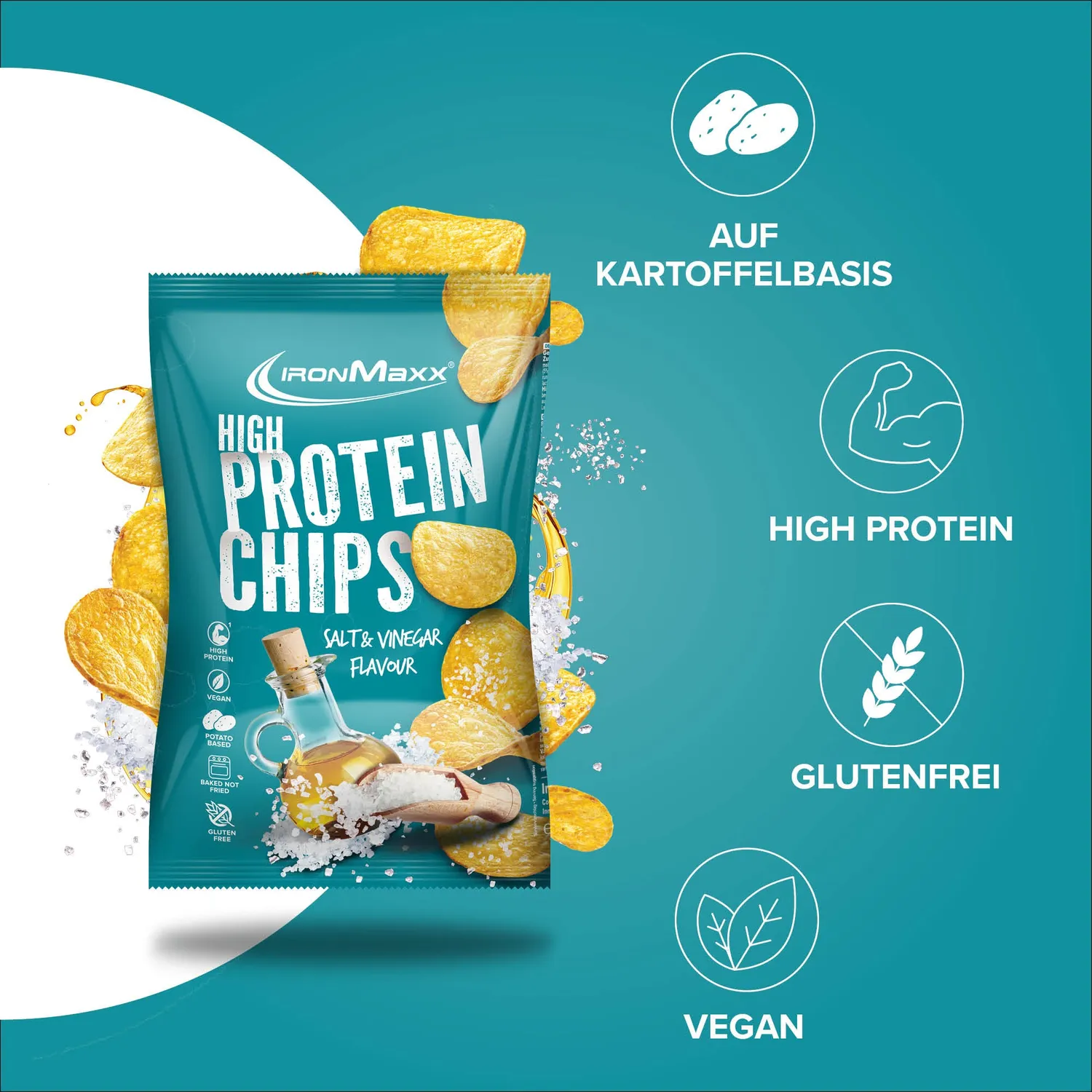 IronMaxx High Protein Potato Chips 60g Salt Vinegar