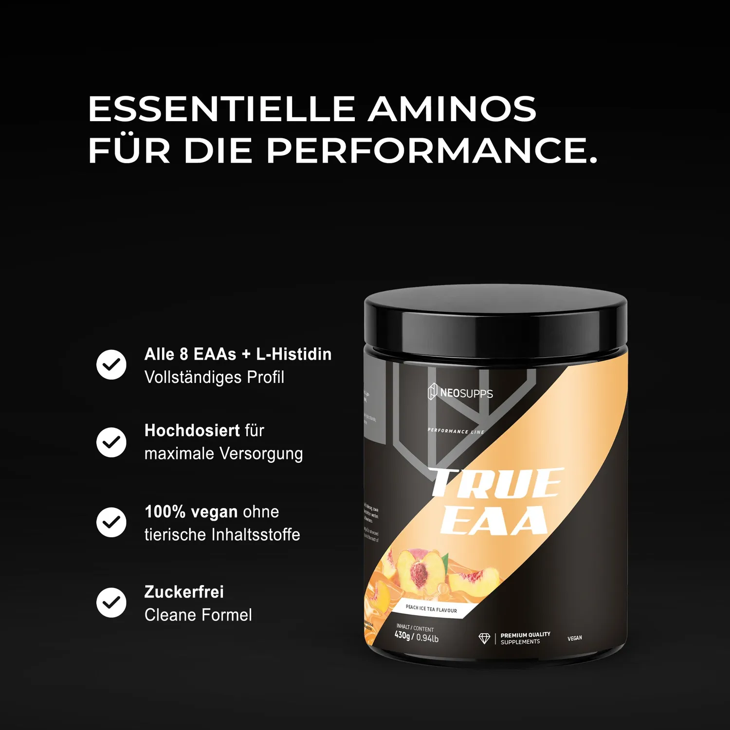 Neosupps True EAA Peach Ice Tea EAA Pulver 430g vegan