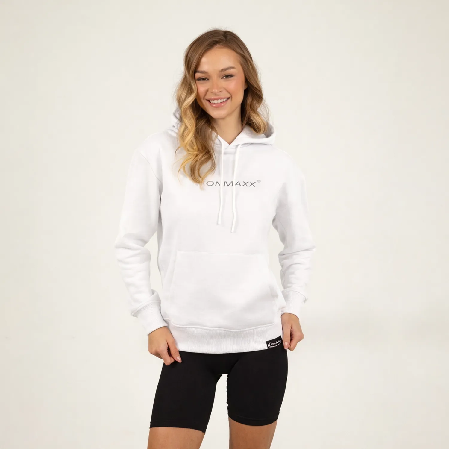 IronMaxx Hoodie Weiß Unisex S Oversized aus Baumwolle