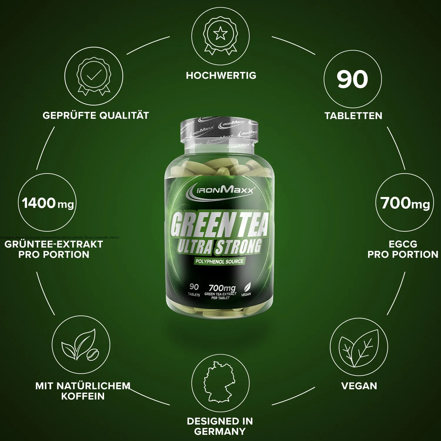 IronMaxx Hellfire Green Tea Ultra Strong Fatburner 90 Tabletten Grüntee