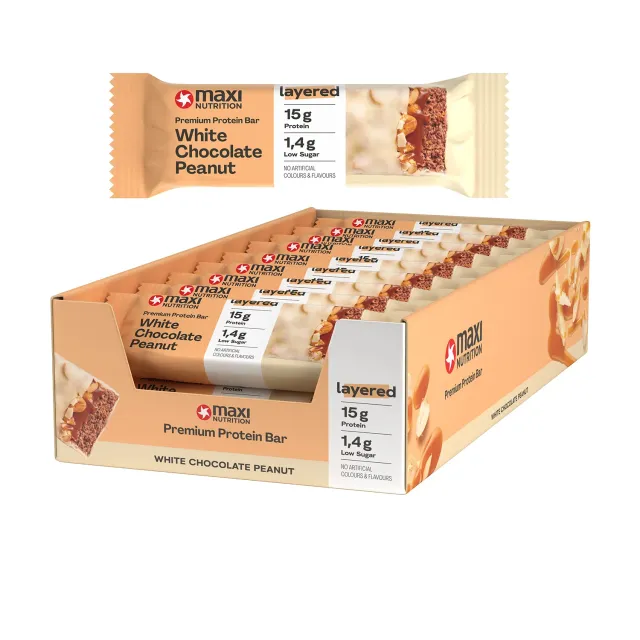 MaxiNutrition Premium White Chocolate Peanut Riegel 18x45g