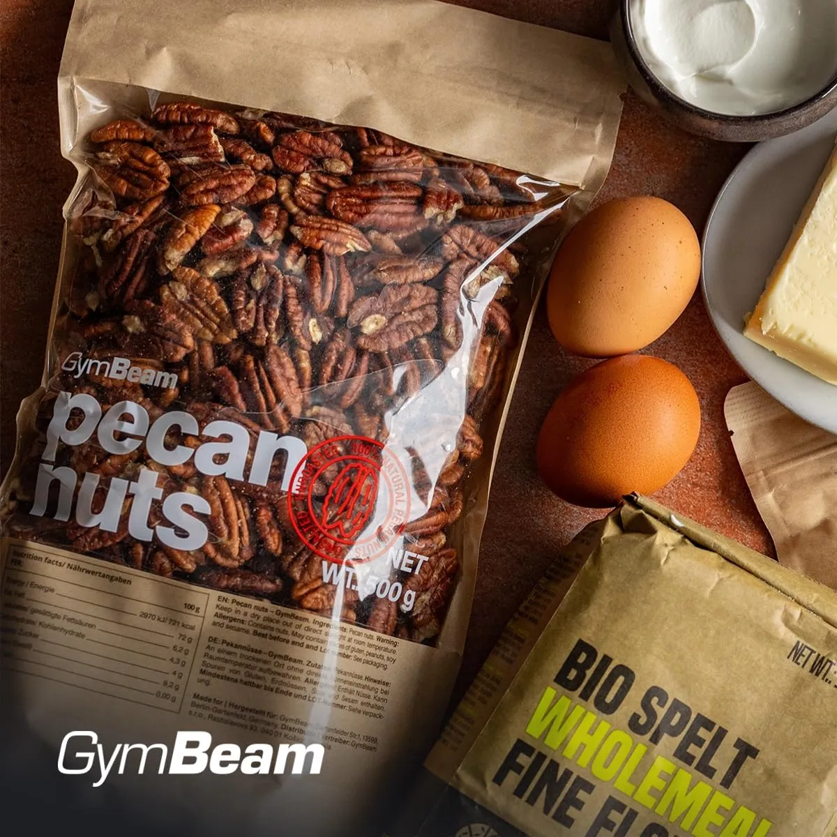 GymBeam Pekannusskerne 500g süß ungesalzen
