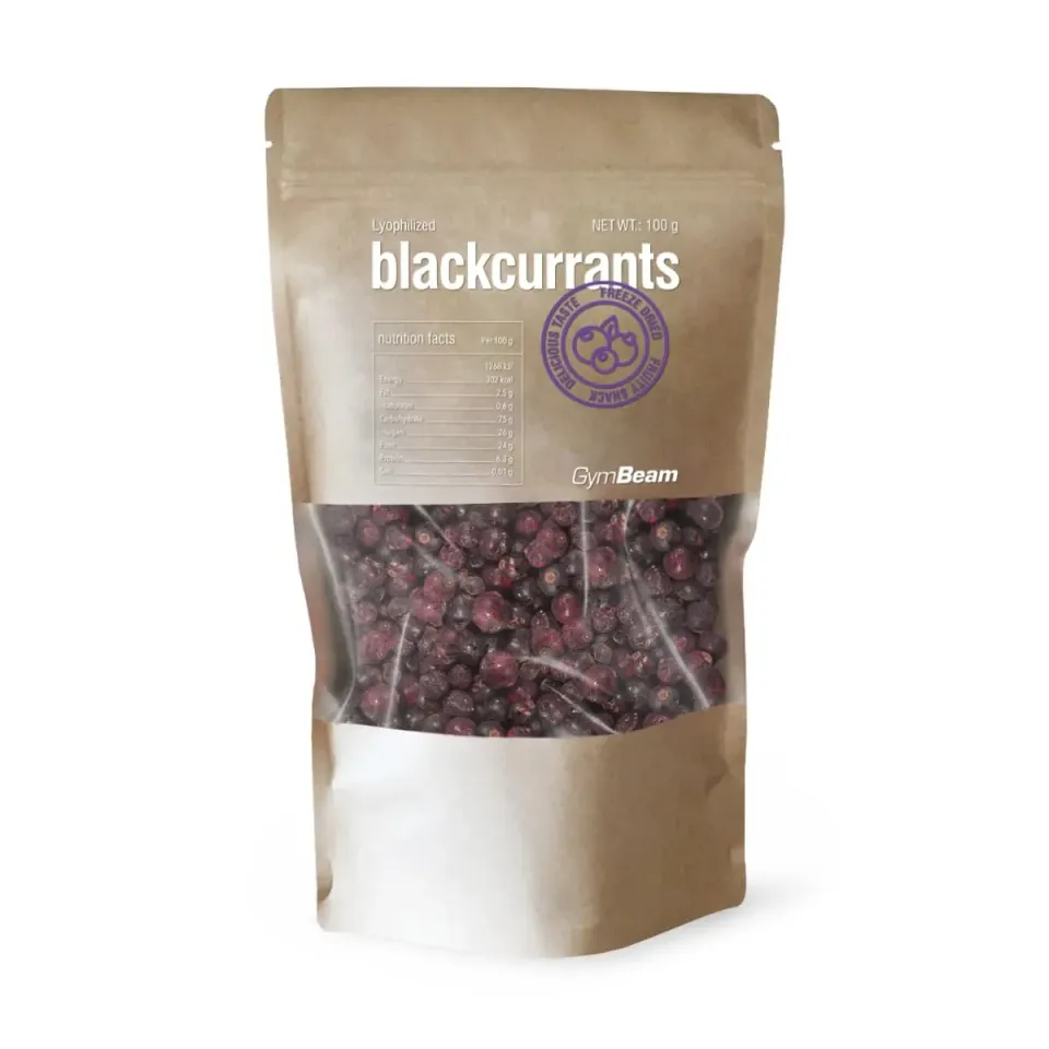GymBeam Schwarze Johannisbeeren gefriergetrocknet 100g zuckerfrei