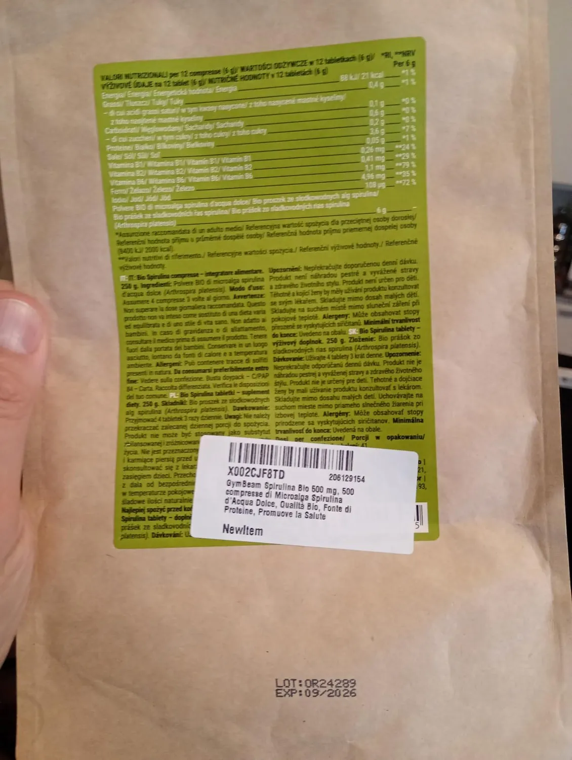 GymBeam BIO Spirulina Tabletten 500 Stück vegan