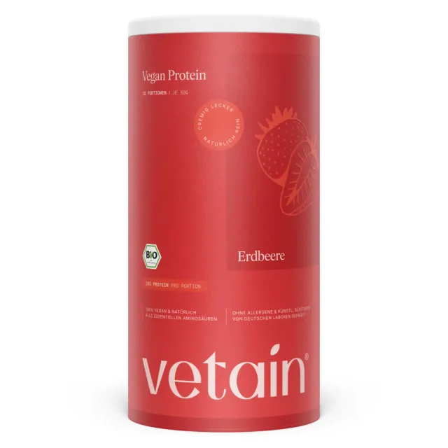 Vetain Vegan Strawberry Proteinpulver 540g Erdbeere Bio