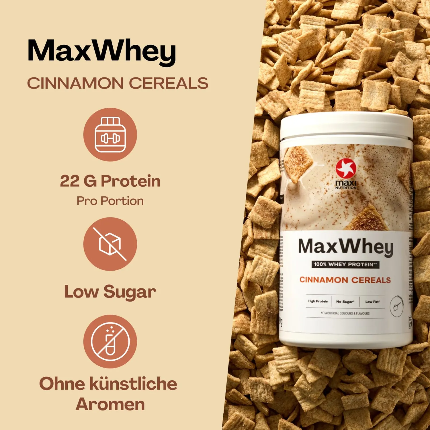 MaxiNutrition MaxWhey Cinnamon Cereal Proteinpulver 420 g Zimt
