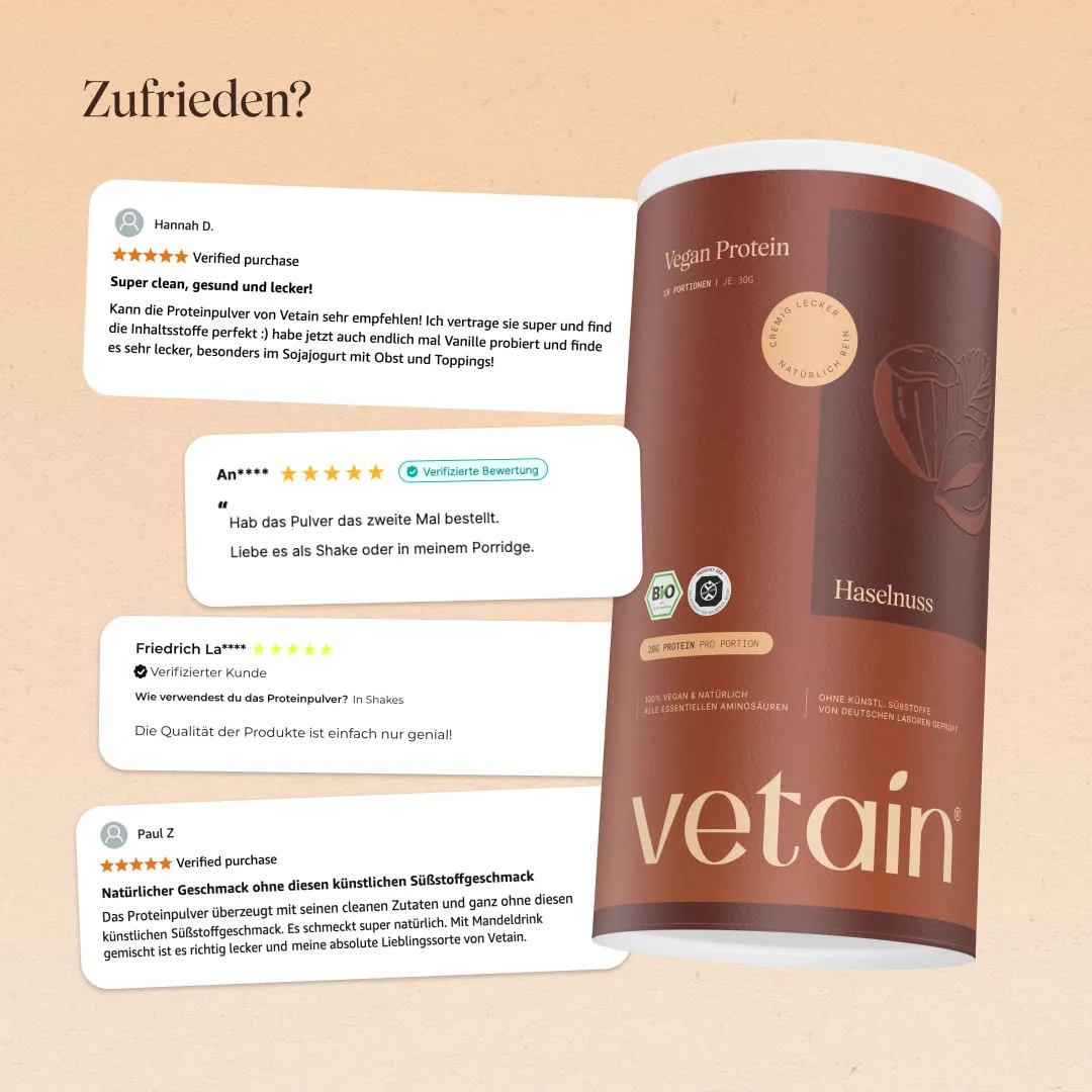 Vetain Vegan Protein Haselnuss Pulver 540g Bio