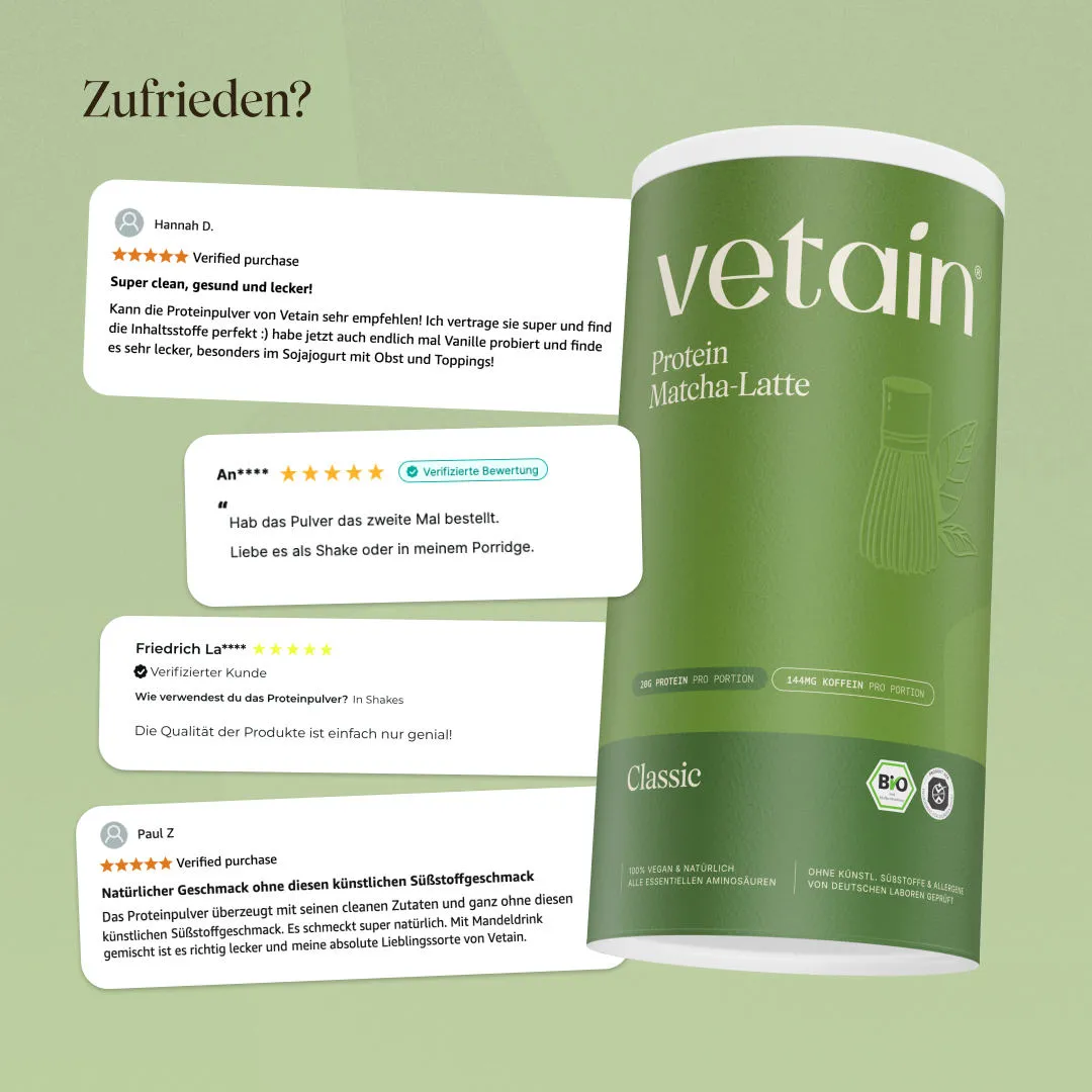 Vetain Vegan Protein Matcha-Latte Proteinpulver 540g Bio