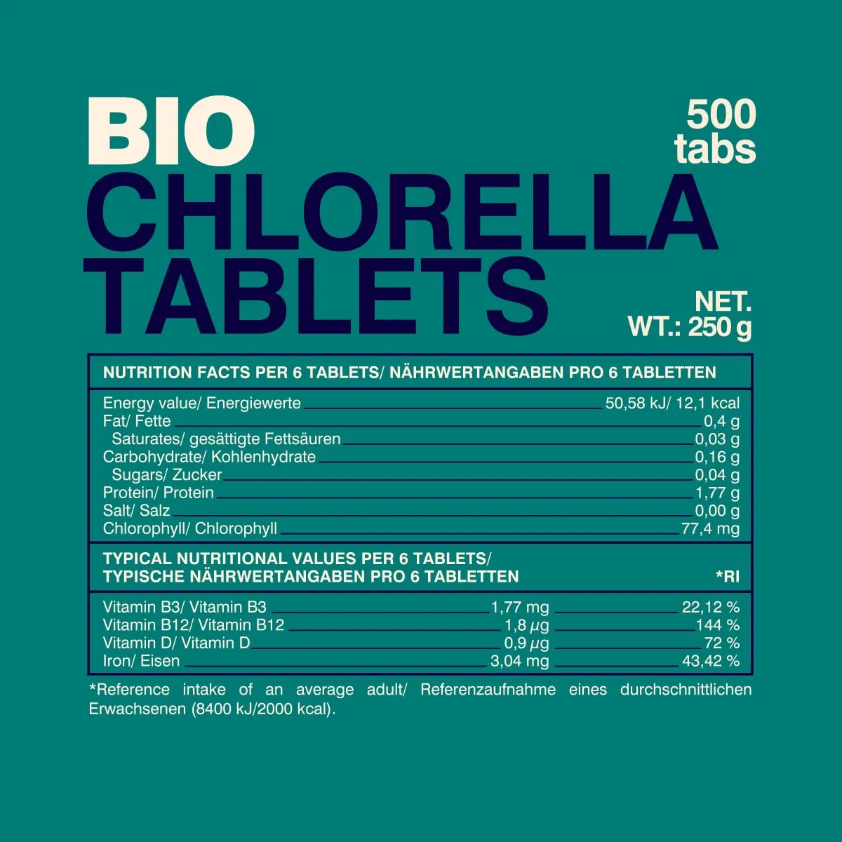 GymBeam Bio Chlorella Tabletten 500 Stk vegan proteinreich