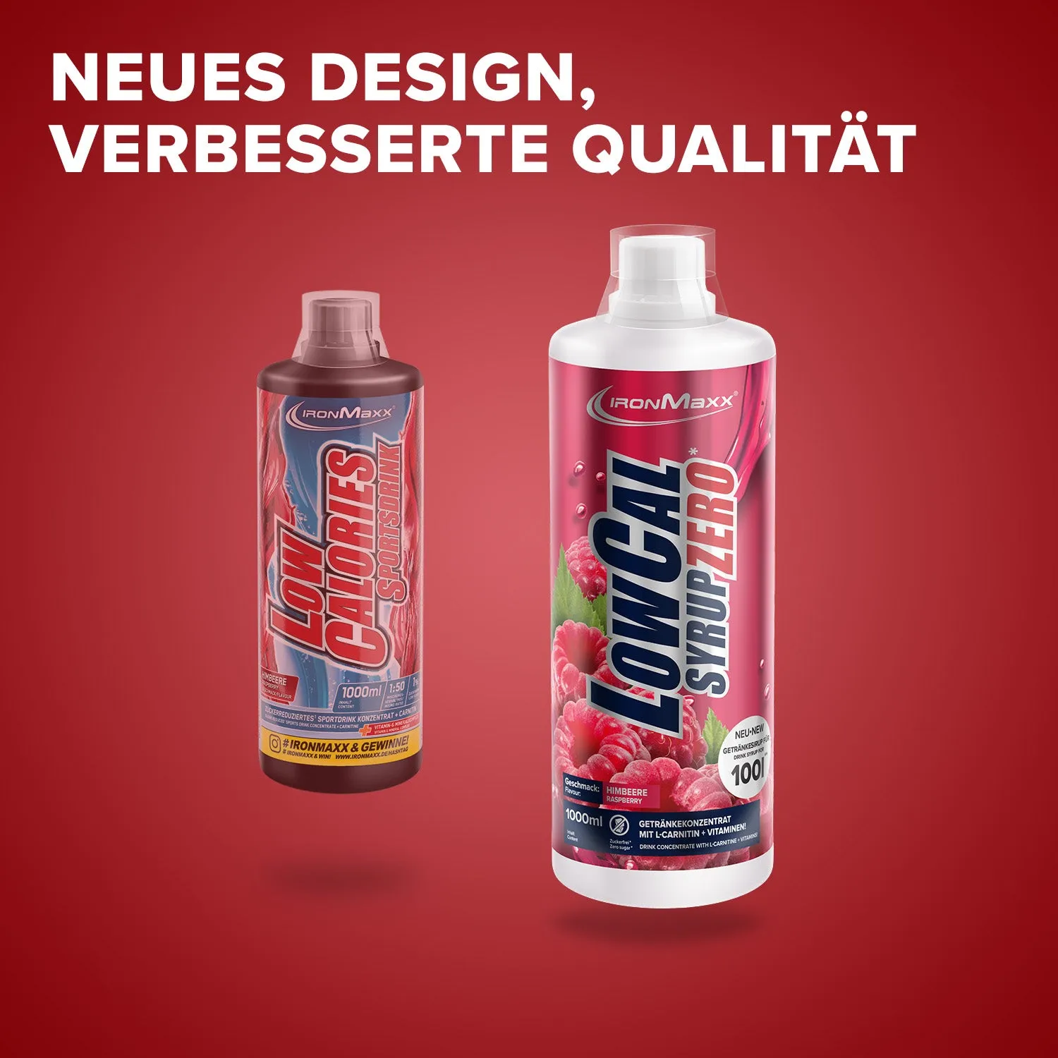 IronMaxx LowCal Syrup Zero Sirup Himbeere 1000ml Zero Zucker