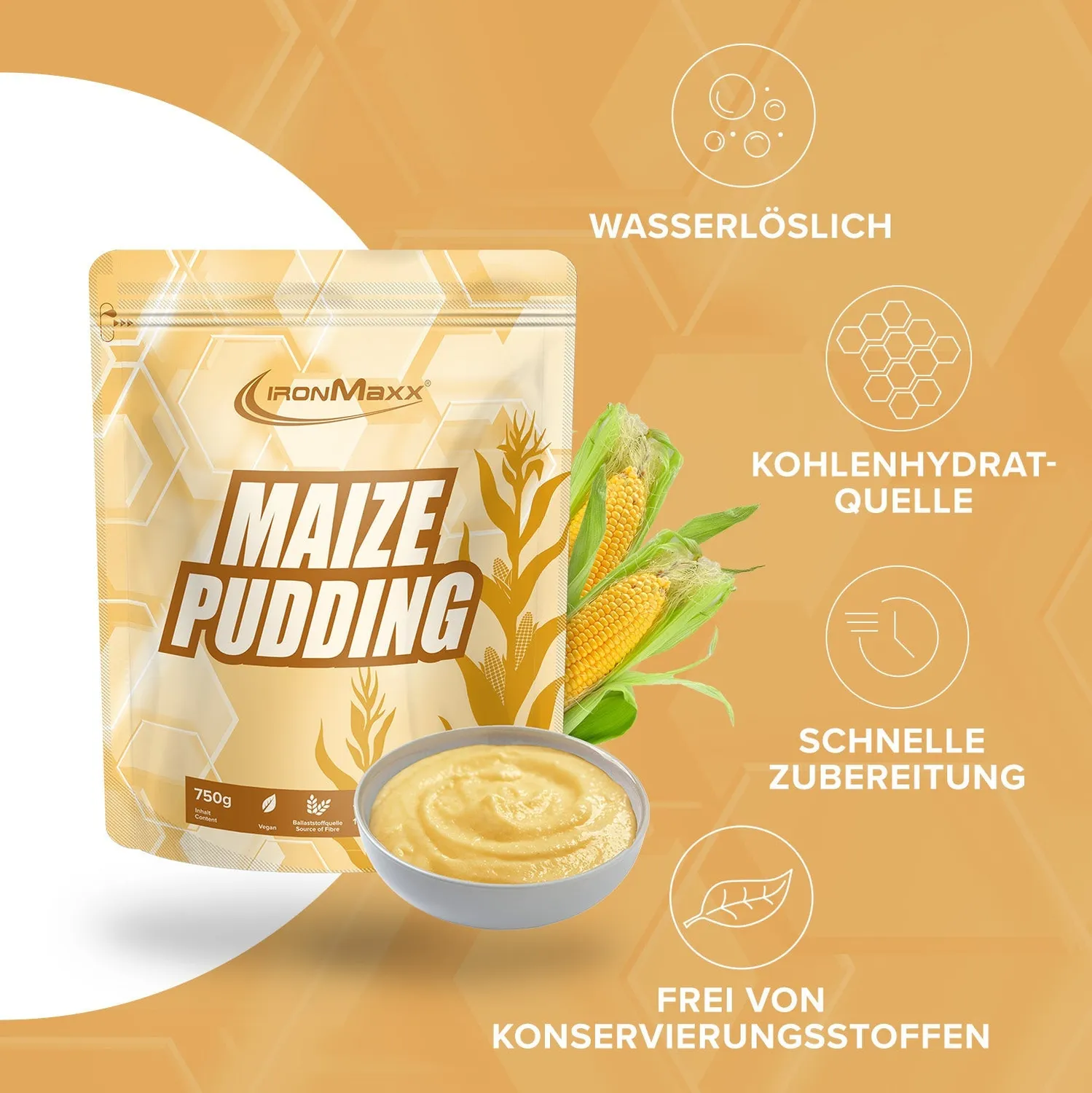 IronMaxx Maize Pudding Puddingpulver 750g vegan