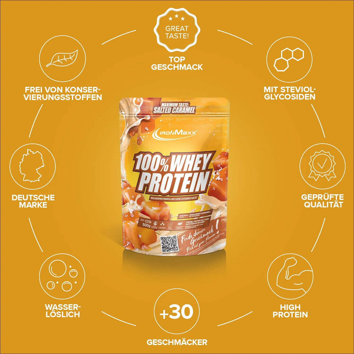 IronMaxx 100% Whey Protein Salted Caramel 500g