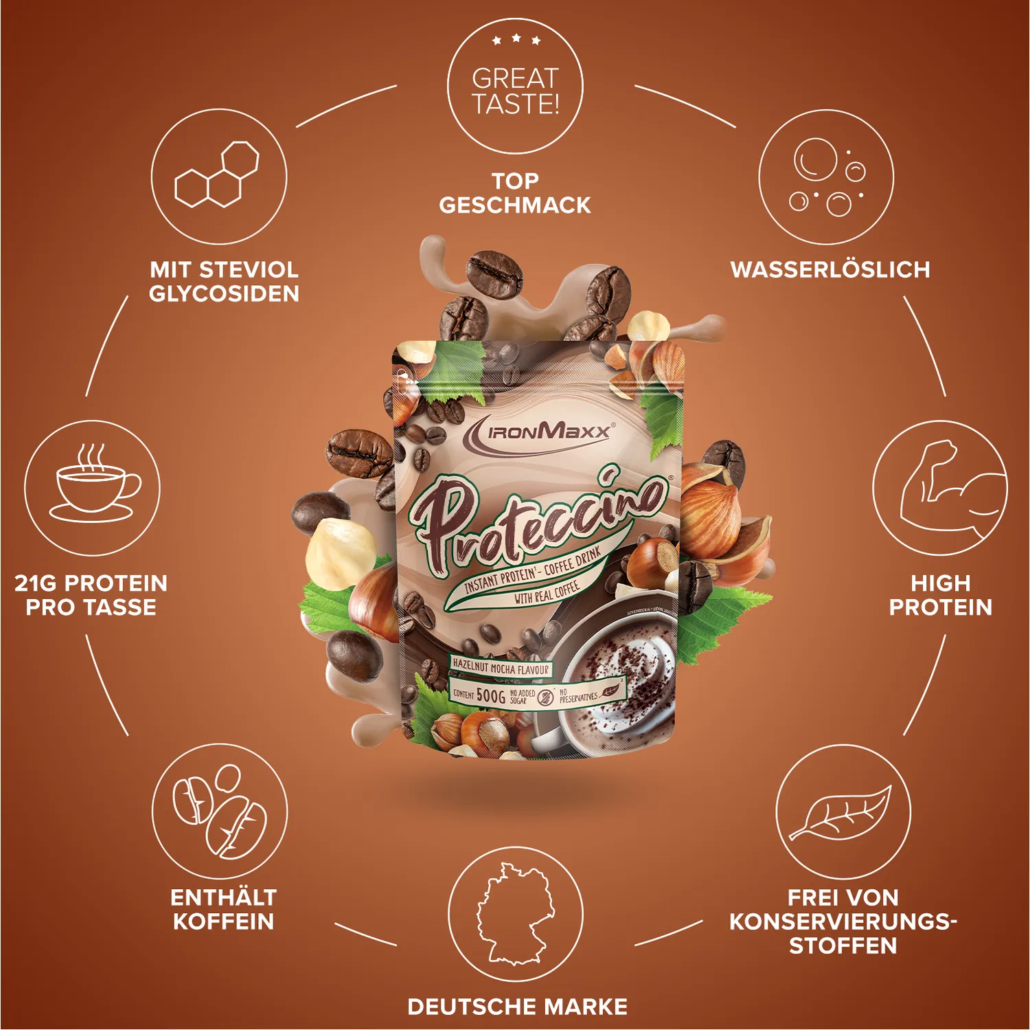 IronMaxx Proteccino Protein-Kaffee 500g Pumpkin Spice Macchiato