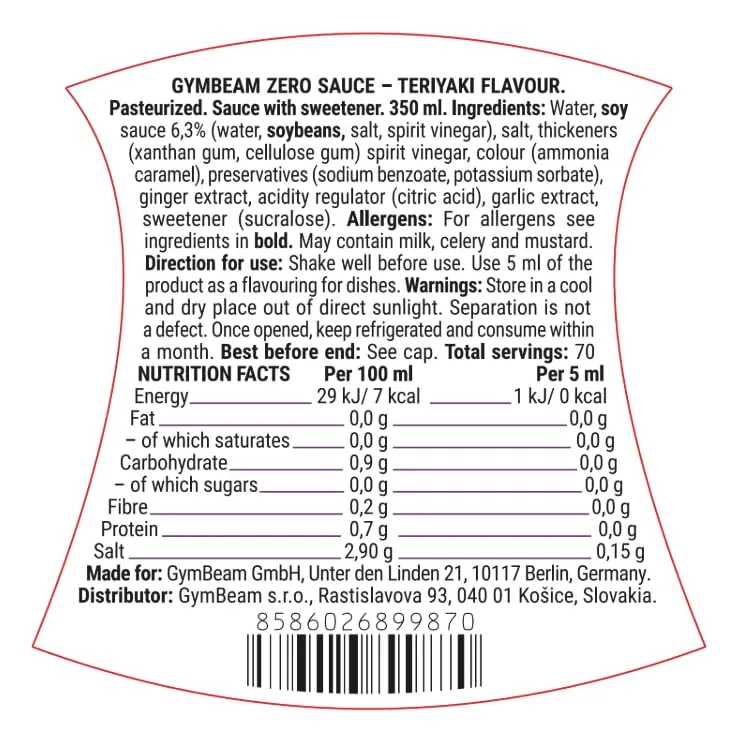 GymBeam Zero Sauce Teriyaki Sauce 350 ml