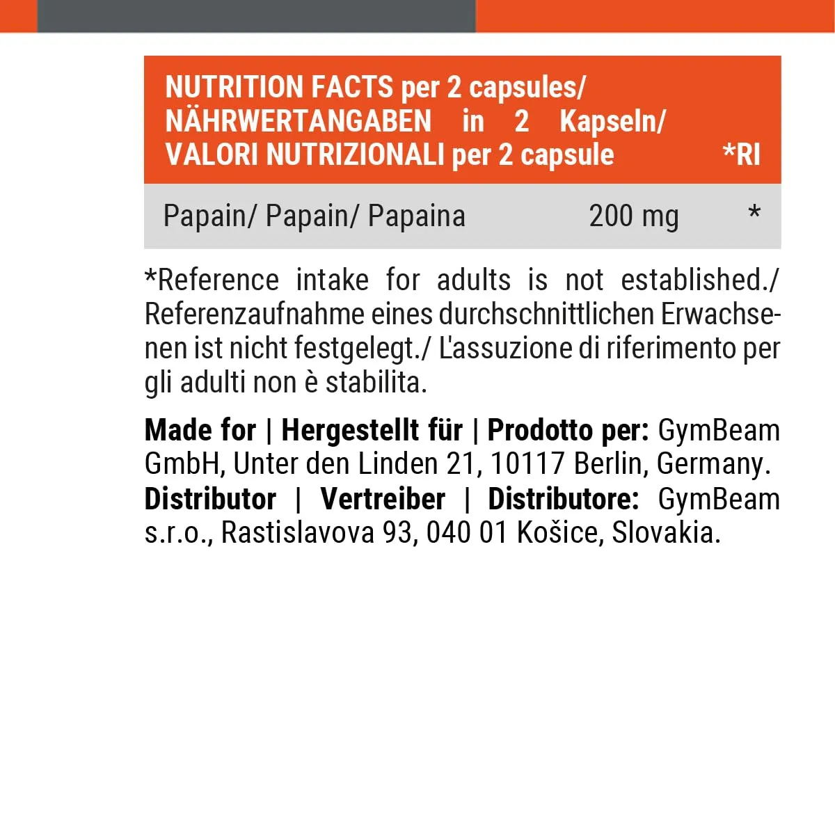 GymBeam Papaya Papain Kapseln 90 Stück vegan