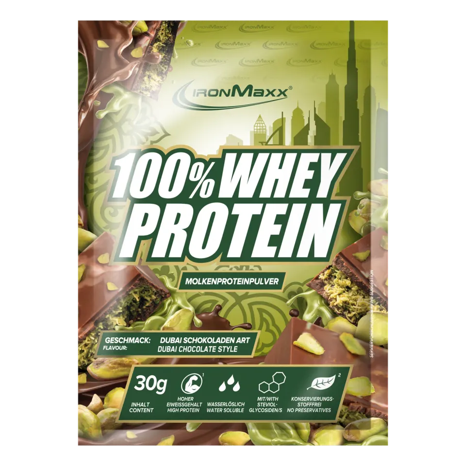 IronMaxx 100% Whey Protein Pulver 30g Dubai Chocolate Style