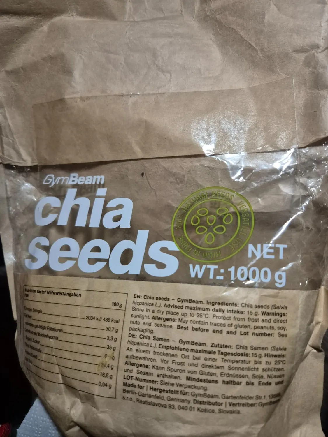 GymBeam Chiasamen 1000g Superfood glutenfrei