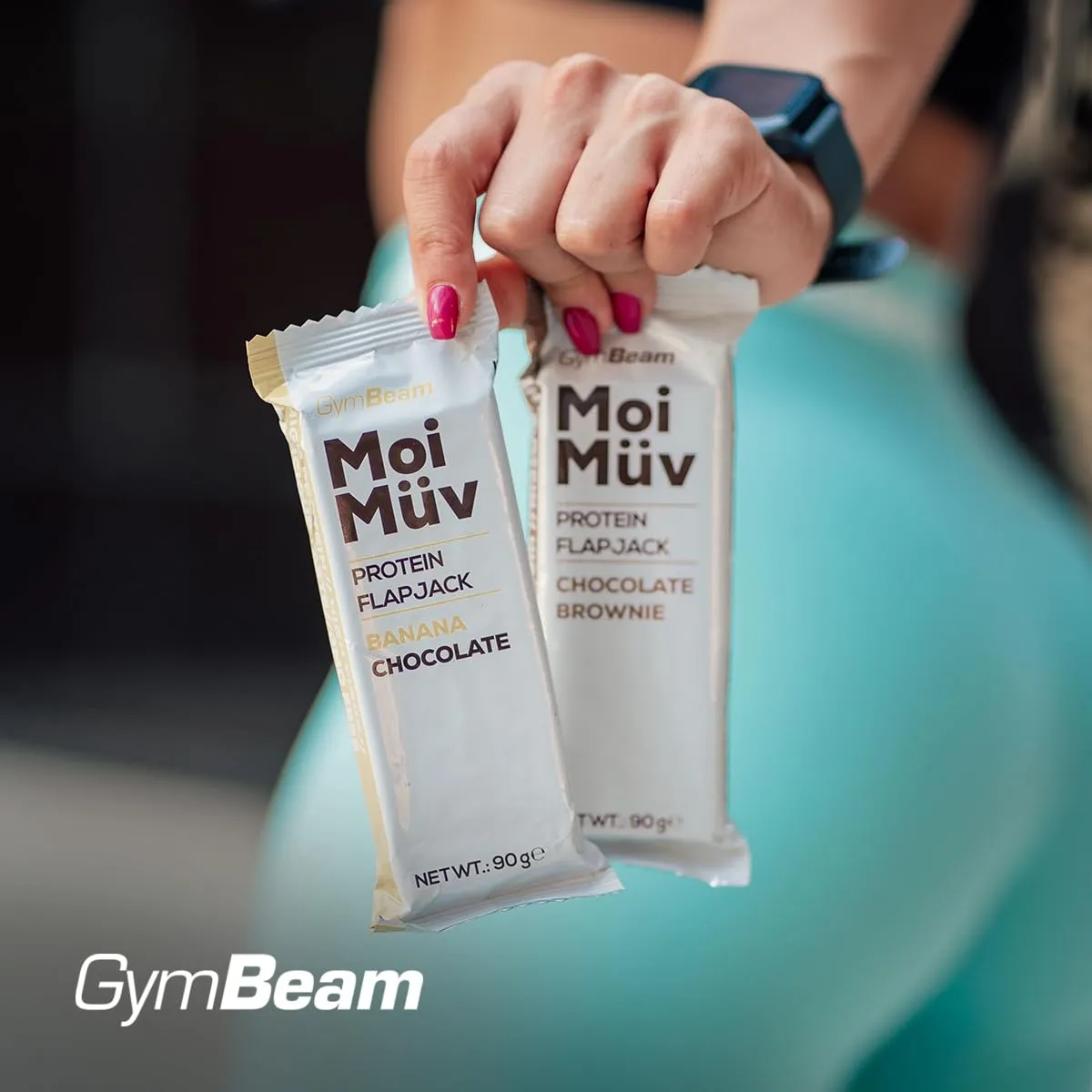 GymBeam MoiMüv Protein Flapjack Riegel 12x90 g Banana Chocolate