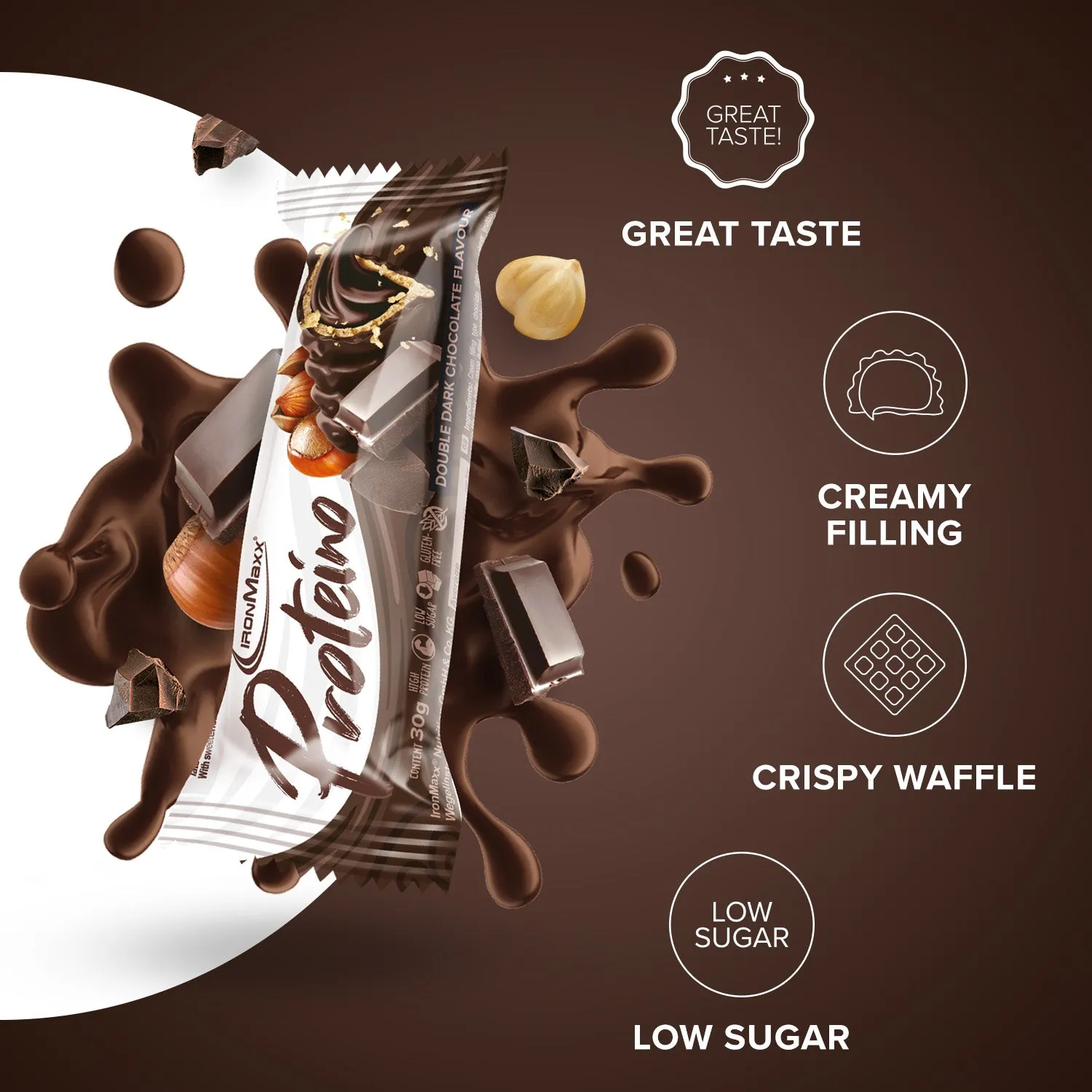 IronMaxx Proteino Riegel Double Dark Chocolate 12x30g