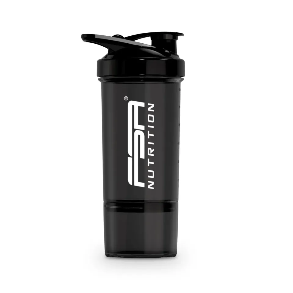 FSA Nutrition Protein Shaker Pulverfach Shaker Schwarz mit Kugel