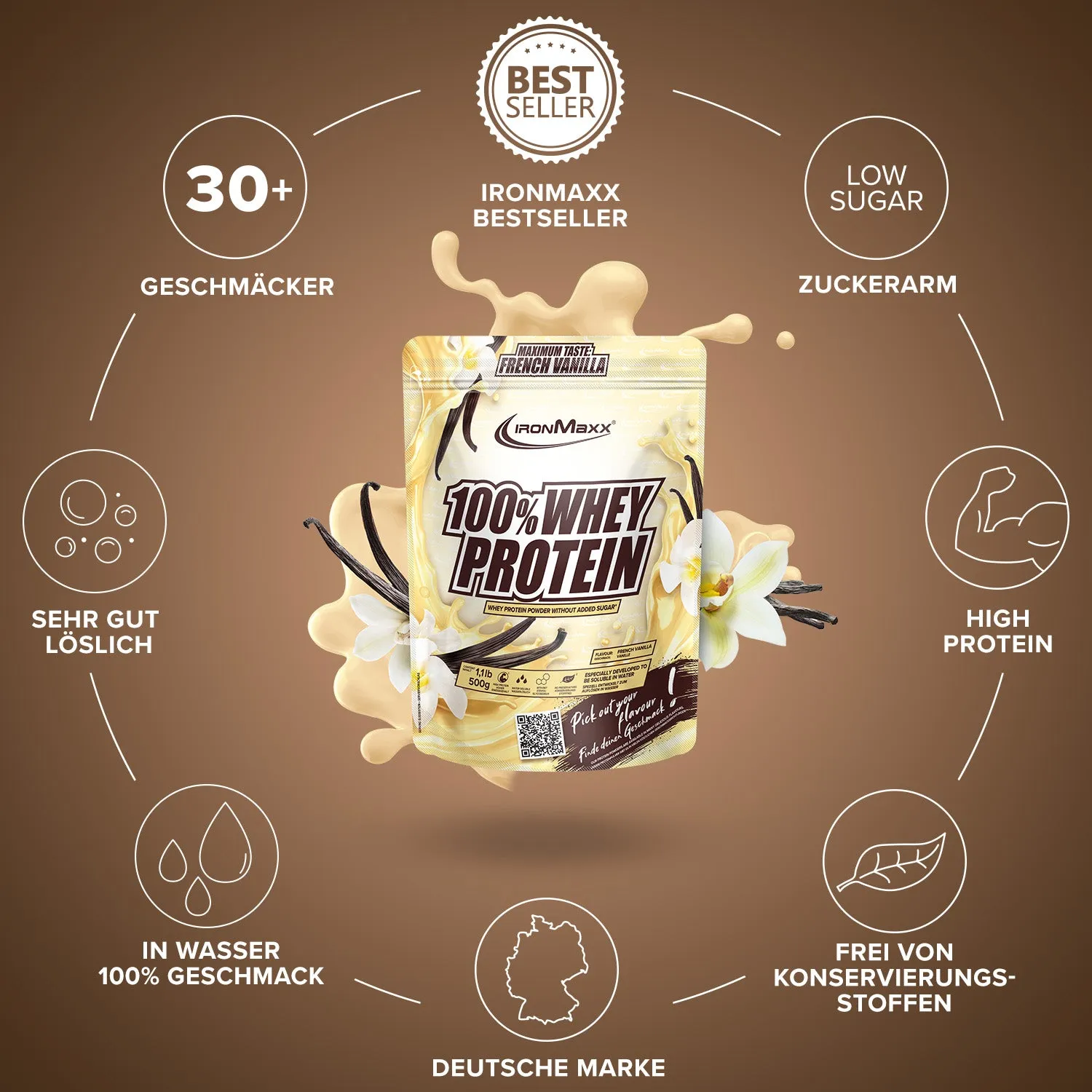 IronMaxx 100% Whey Protein Pulver 500g French Vanilla
