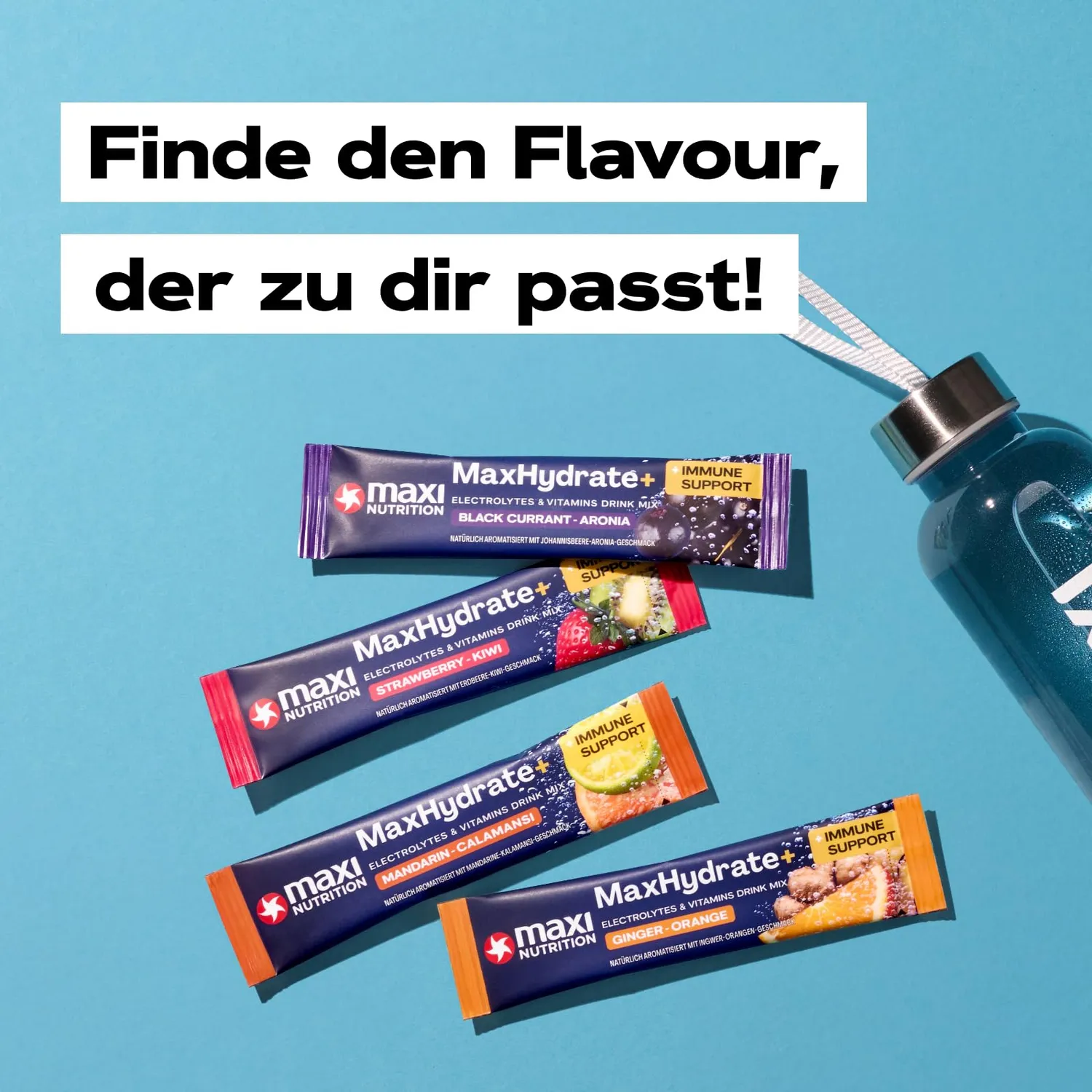 MaxiNutrition MaxHydrate+ Immun Elektrolytpulver Strawberry Kiwi 8 Sticks
