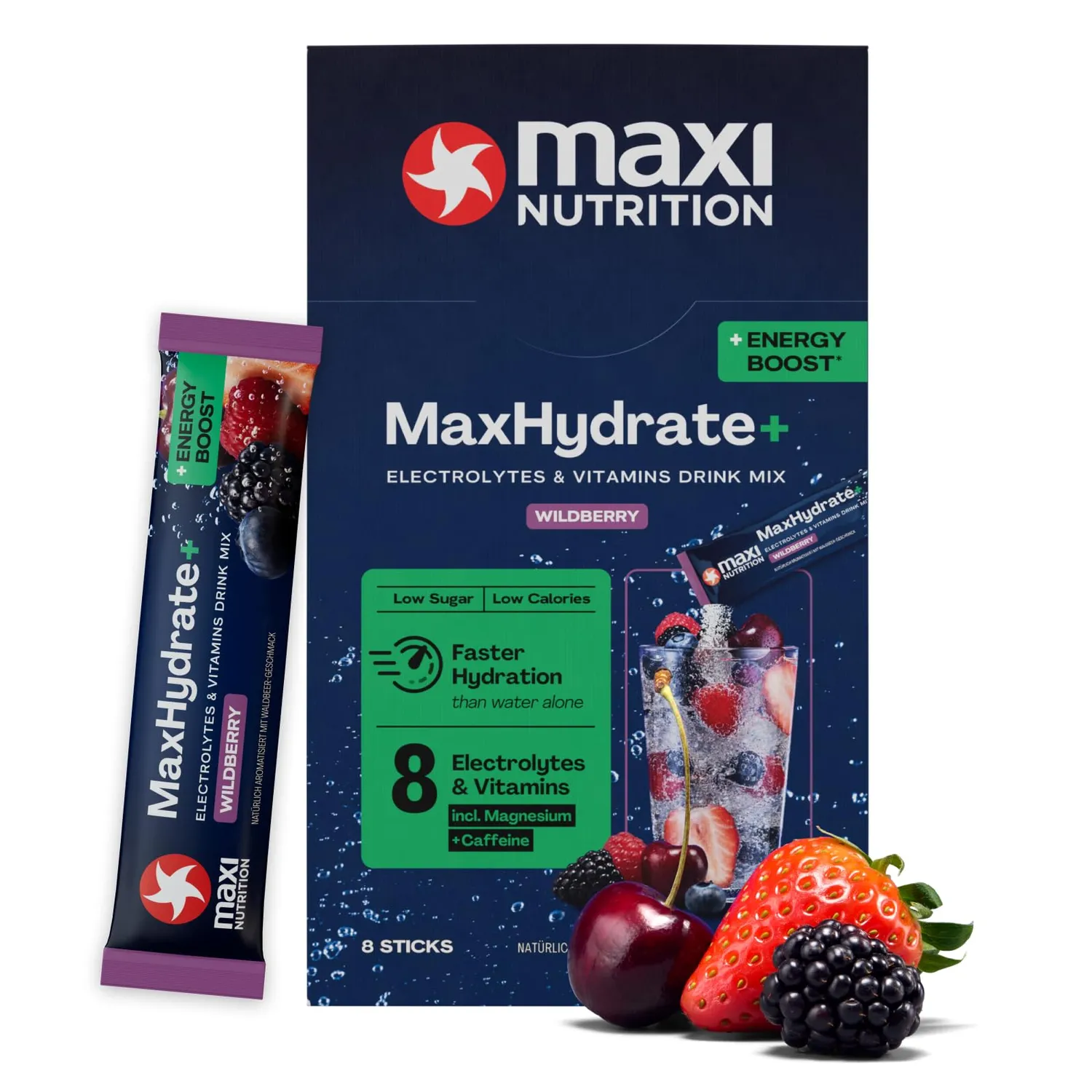 MaxiNutrition MaxHydrate+ Energy Elektrolytpulver Green Tea Lemon 8 Sticks