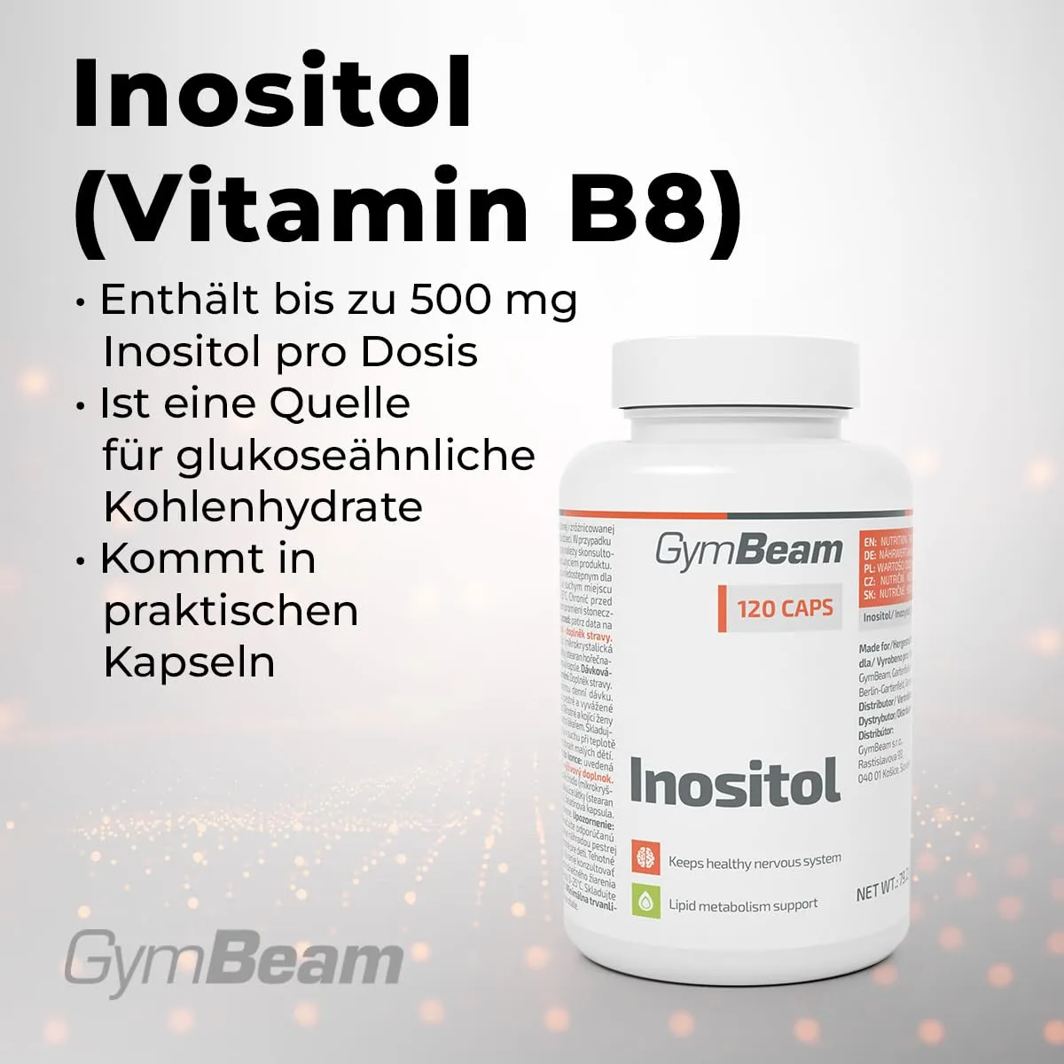 GymBeam Inositol Kapseln 120 Stk 500 mg Vitamin B8