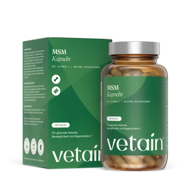 VETAIN MSM Kapseln 180 Stück mit Vitamin C