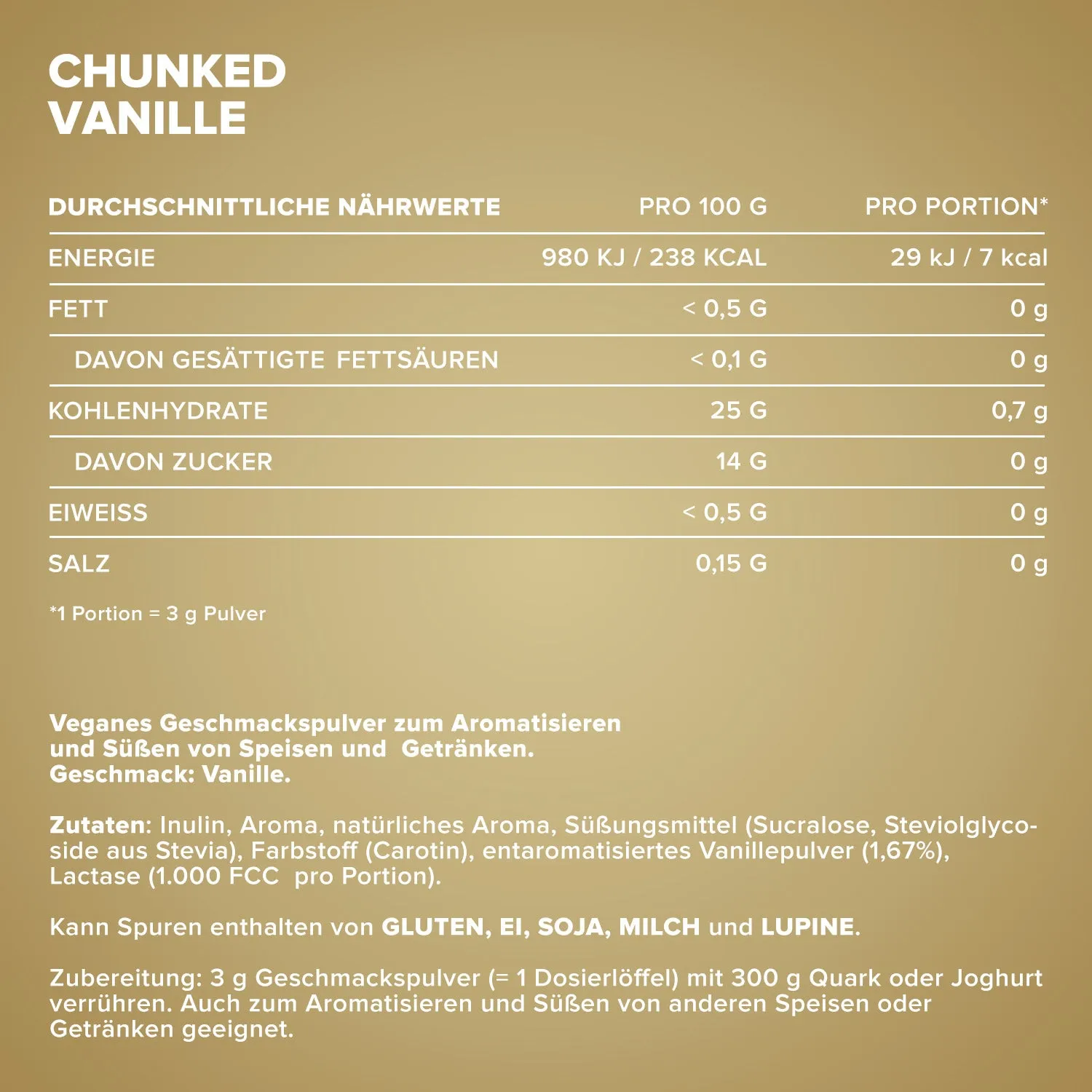 IronMaxx Chunked Geschmackspulver Vanille 150g vegan