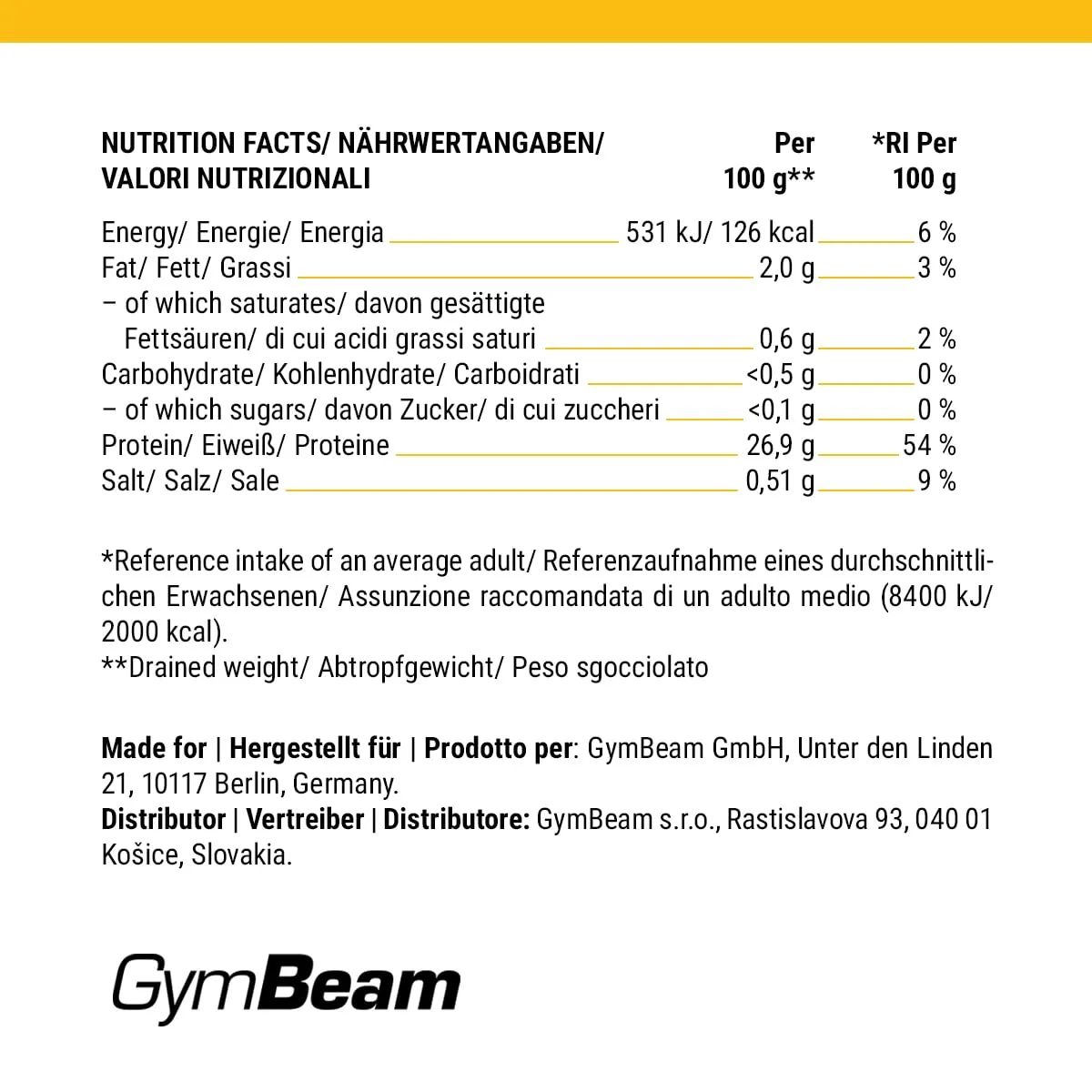 GymBeam Hähnchenbrust Salzlake 12x155g Dose