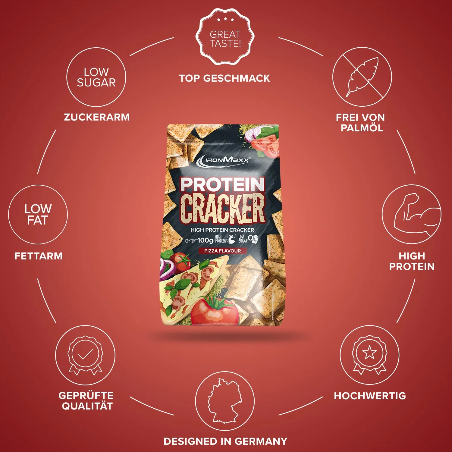 IronMaxx Protein Cracker Pizza 100g High Protein