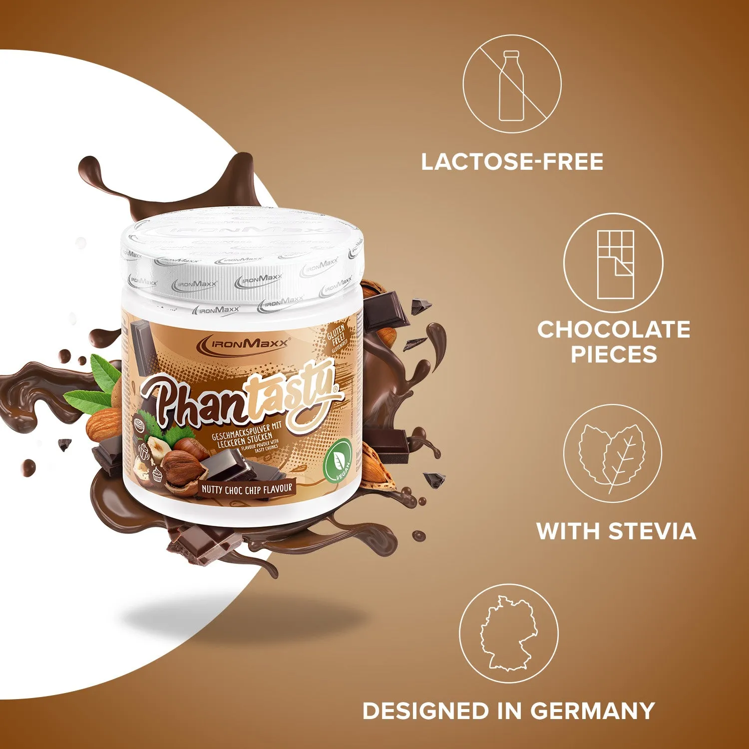 IronMaxx Phantasty Nutty Choc Chip Geschmackspulver 250g vegan