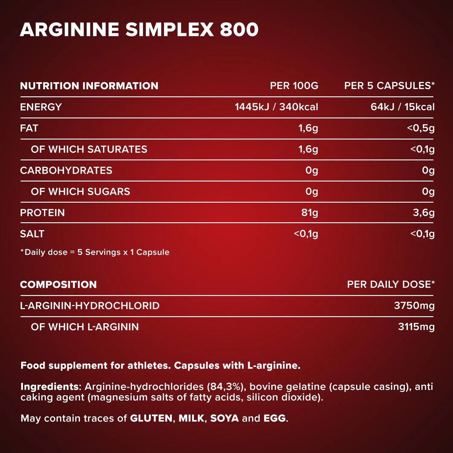 IronMaxx Arginin Simplex 800 Kapseln 130 Stk L-Arginin