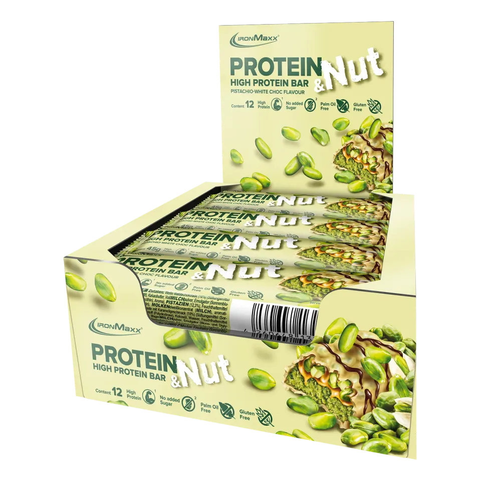 IronMaxx Protein & Nut Riegel 12x45 g Pistachio White Choc