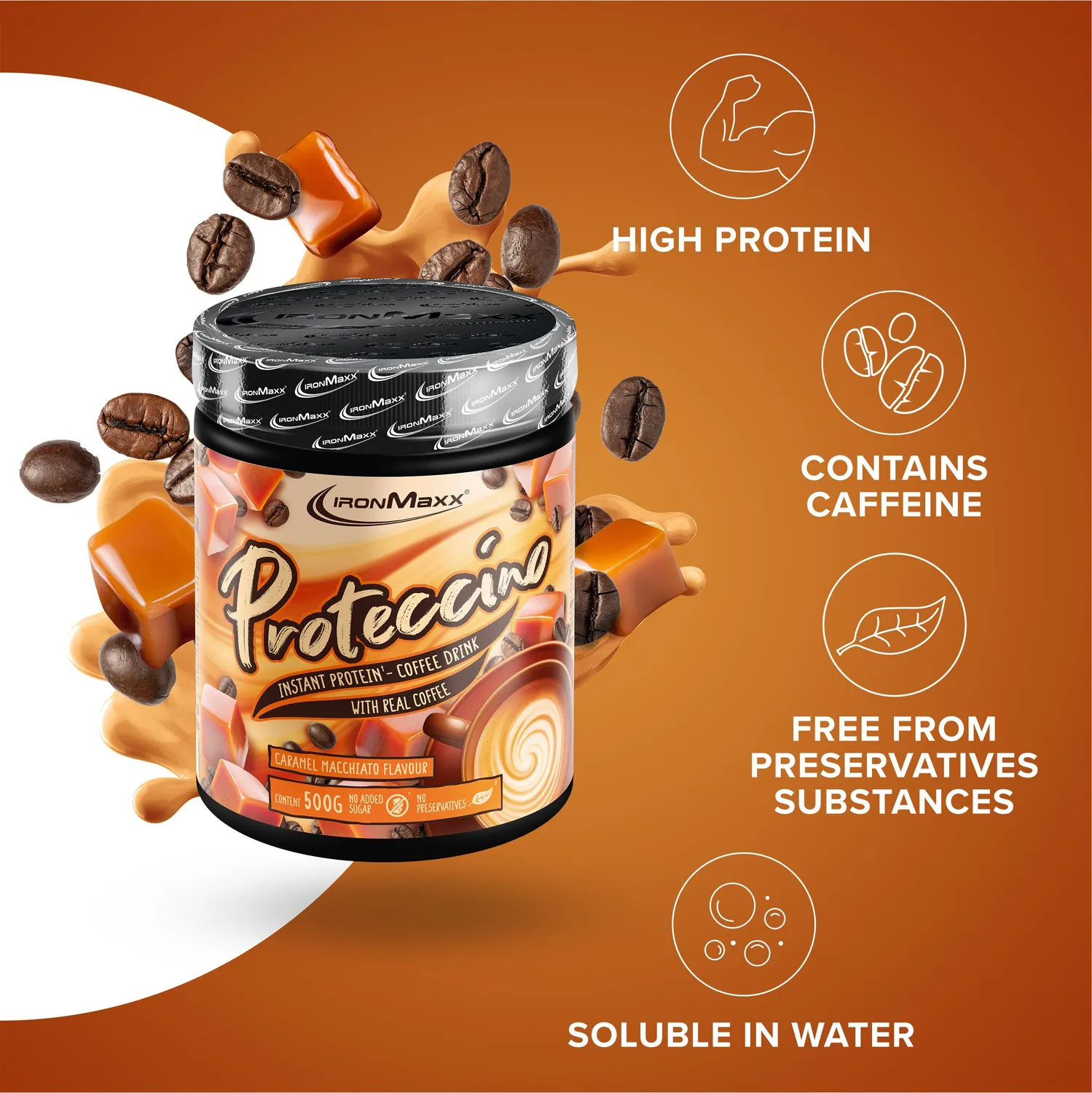 IronMaxx Proteccino 500 g Caramel Macchiato Kaffee
