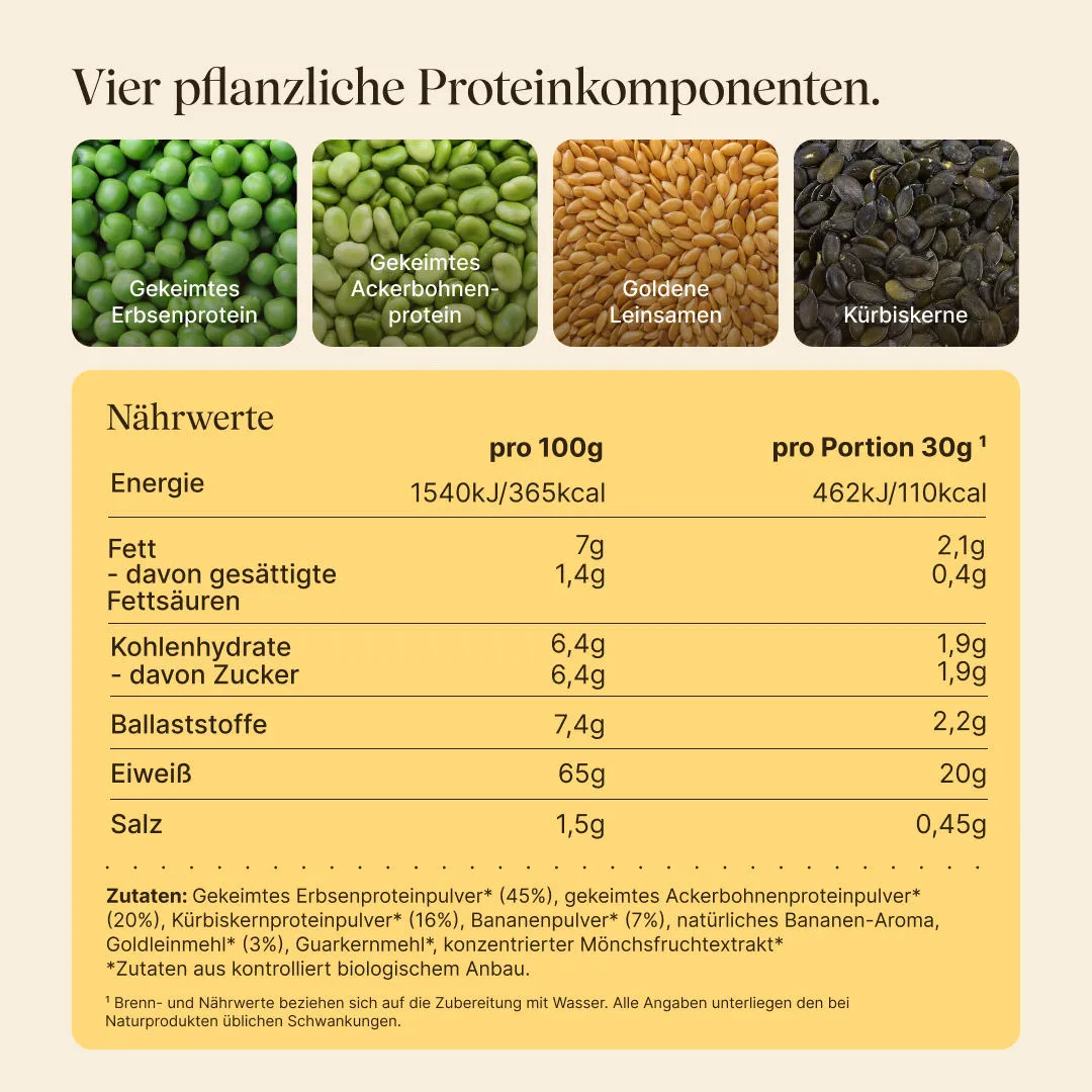 Vetain Vegan Protein Banana Proteinpulver 540g Bio vegan