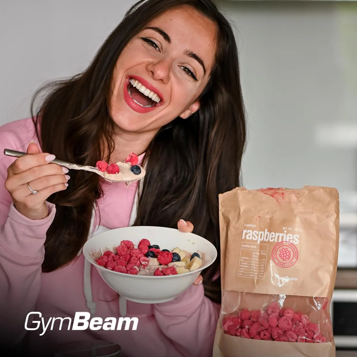 GymBeam Himbeeren gefriergetrocknet 100 g ohne Zucker