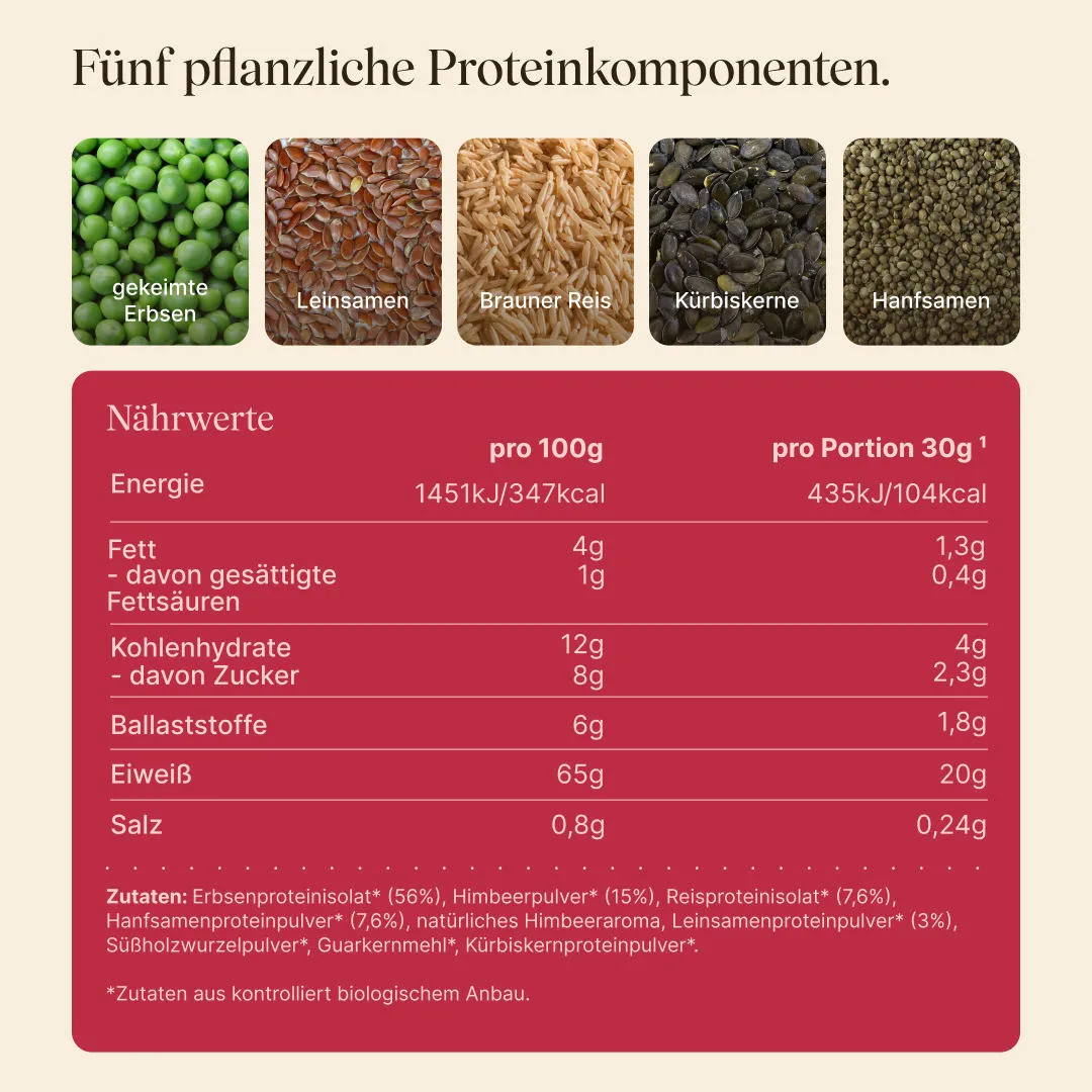 Vetain Vegan Protein Himbeere 540g Bio